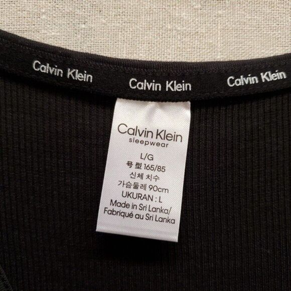 Calvin Klein ck Ladies Sleep Wear Button Black Tank in Large - Picture 2 of 4